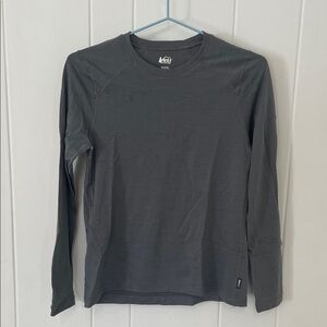 REI 100% Merino Wool Long Sleeve Crew in Charcoal Gray